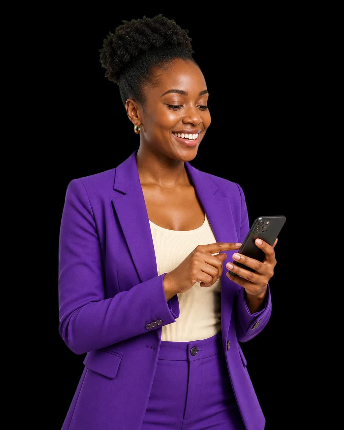 A woman checking a money transfer on her phone